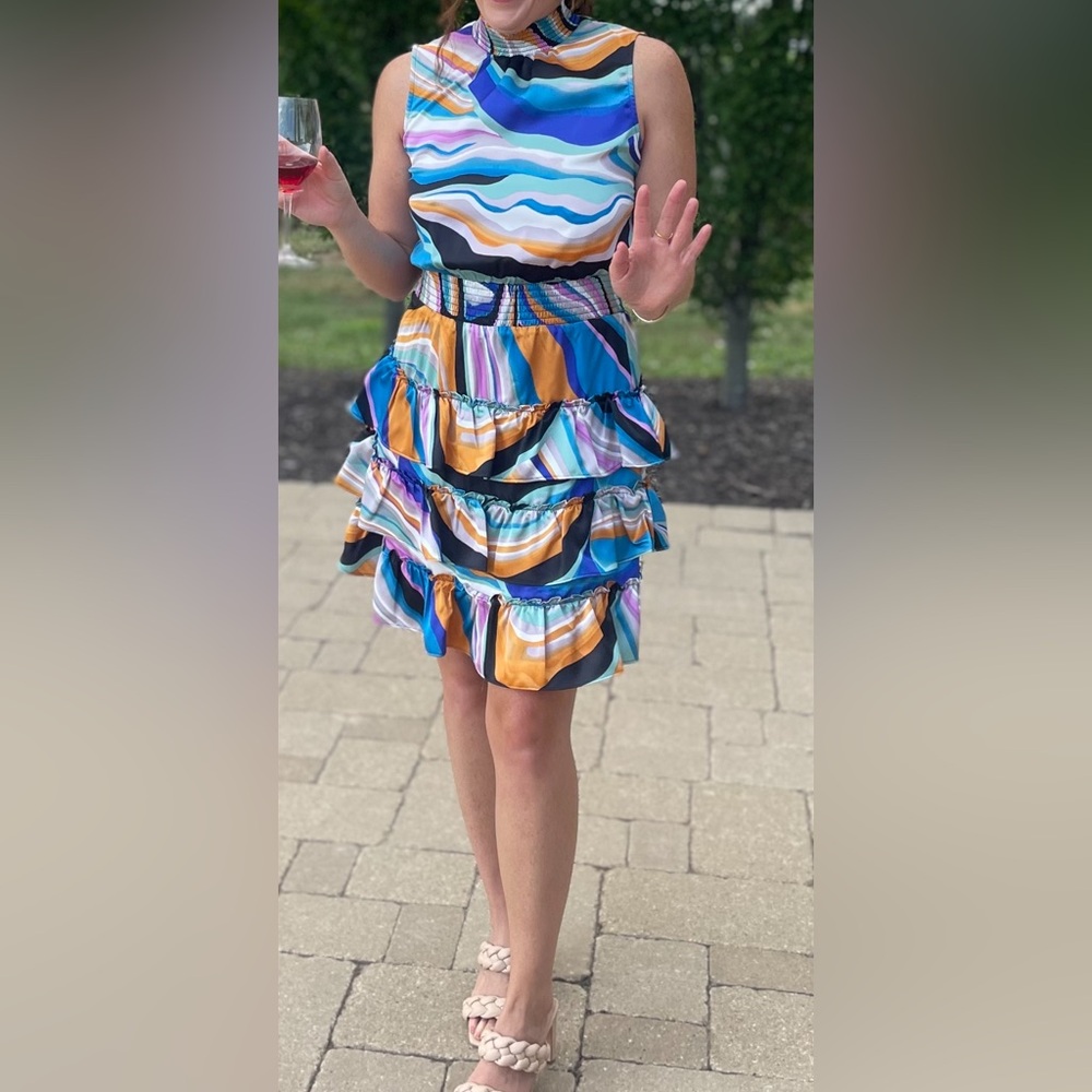 MSK Colorful Striped Sleeveless Dress